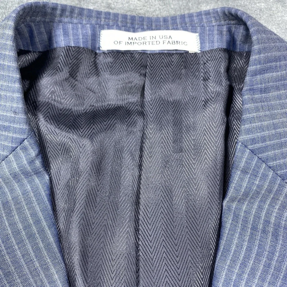 Joseph Abboud Blazer Mens 42R Blue Lanificio Stripe Sport Coat VTG 130s Wool USA